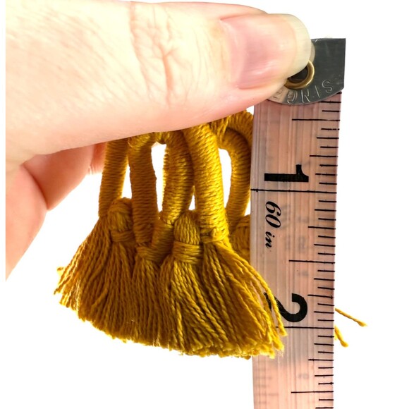 J. Jill Cotton Macramé Tassel Earrings Yellow Fringe Boho Statement Dangle Drop - Picture 10 of 13